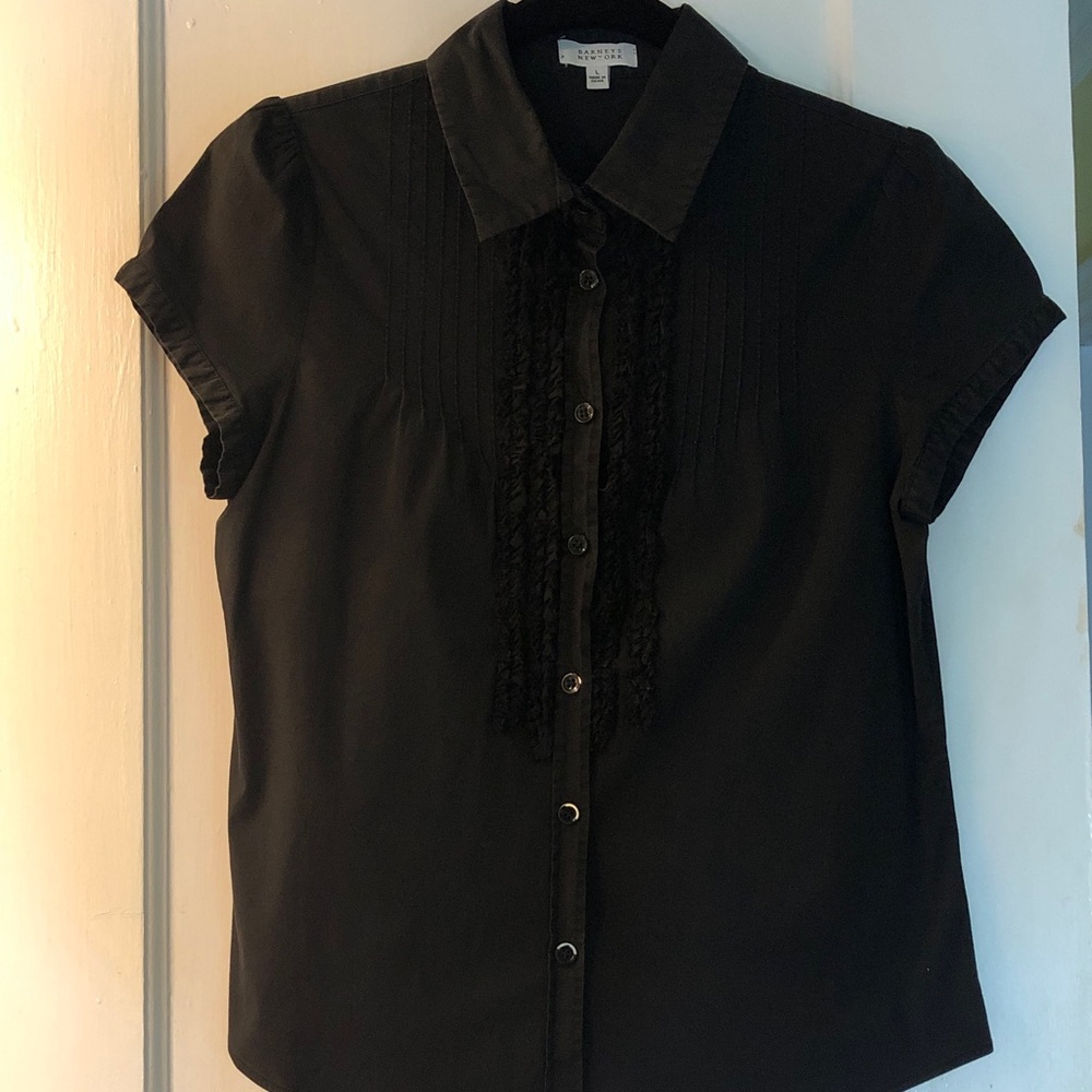 Barneys New York Elegant Black Button-Down Blouse
